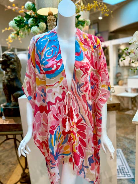 Pretty Persuasions - Wholesale Swim Cover Up - Women's - CP25009 Kimono Ruana Beach Coverup w/Gold Metallic/String