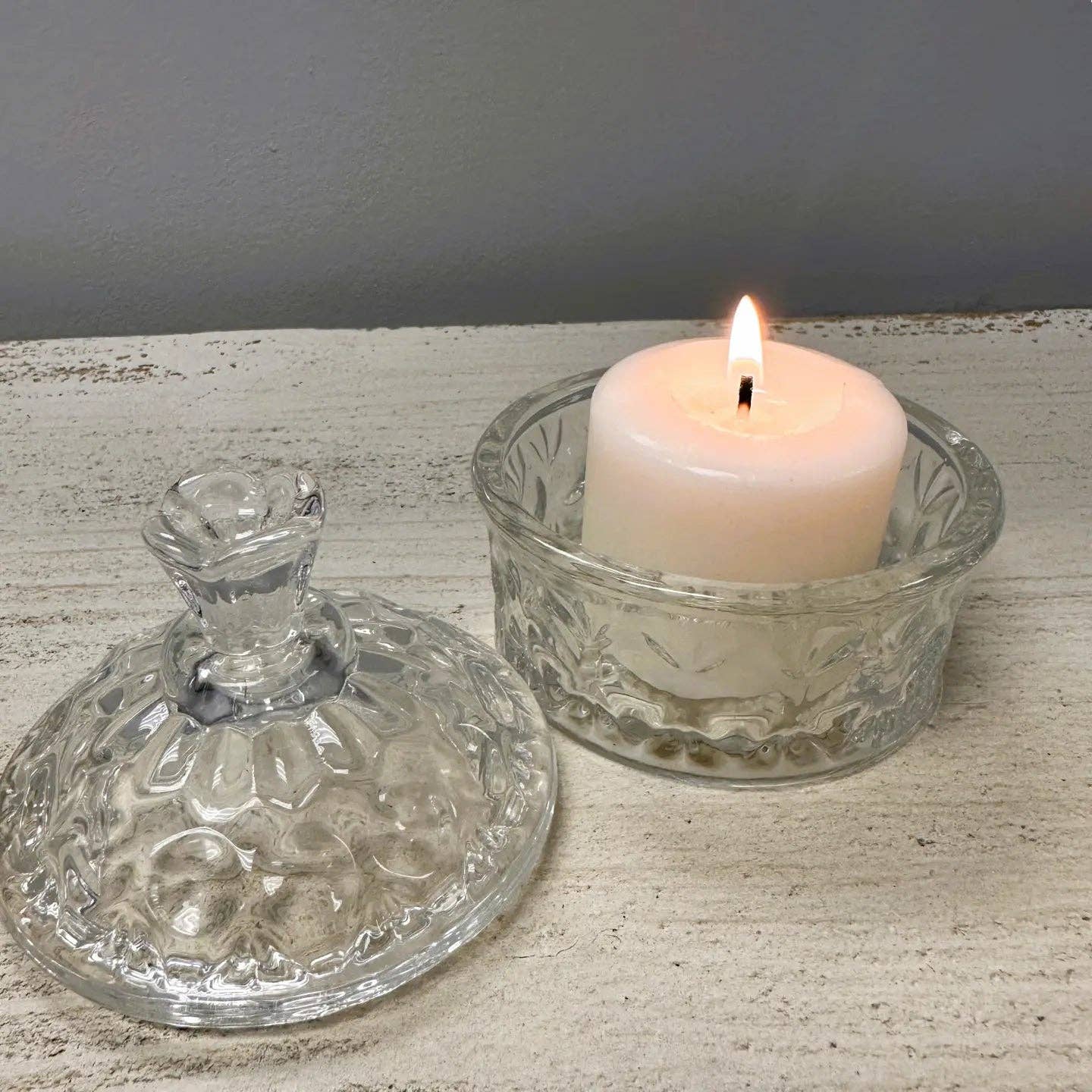 Vagabond Vintage - Wholesale Jar - Clear Carved Glass  Storage Jar With Lid3