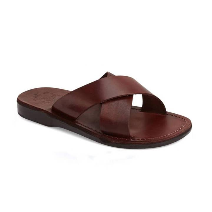 Elan - Leather Slide On Sandal | Brown for wholesale by Jerusalem Sandals