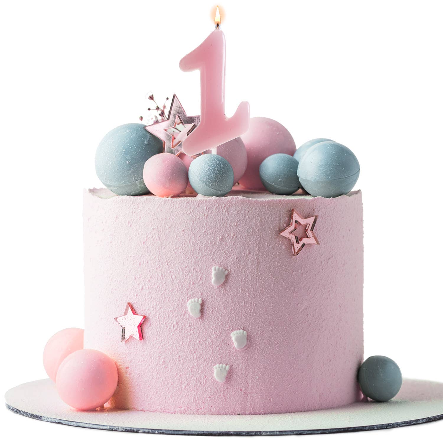 Birthday candle for decorating cakes, baby pink for wholesale on Faire4