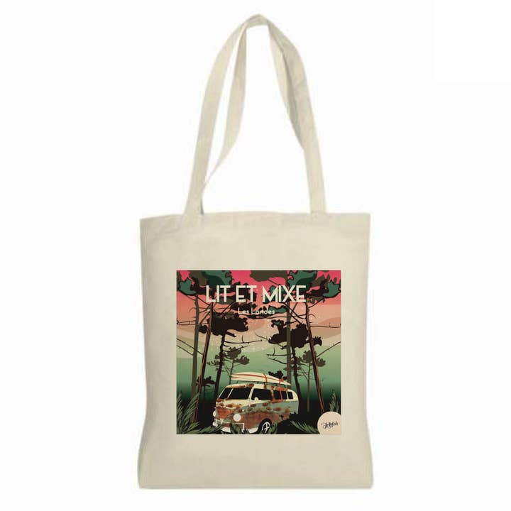 Ecru organic cotton tote bag with handle 280g - LIT & MIXE for wholesale by jellyfish-travelposter