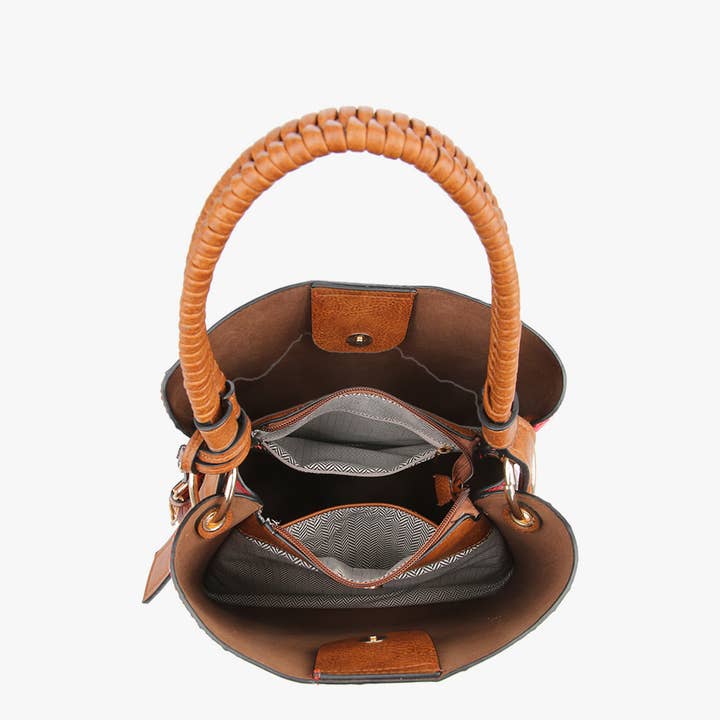 Jen & Co. - Wholesale Shoulder Bag - Women's - M1895 Olivia Animal Print Contrast Hobo