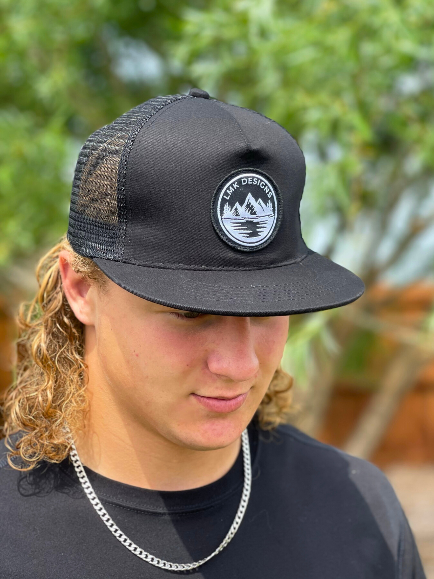 LMK Designs - Wholesale Flat Brim Cap - Unisex - Black/White Snapback2