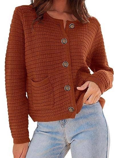 Miss Sparkling - Wholesale Cardigan - Women's - Textured button front cardigan