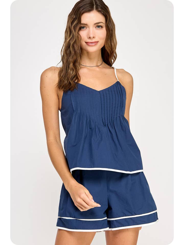 Strut & Bolt - Vente Chemisier – femme - Débardeur sans manches avec détails de passepoil en blocs de couleur