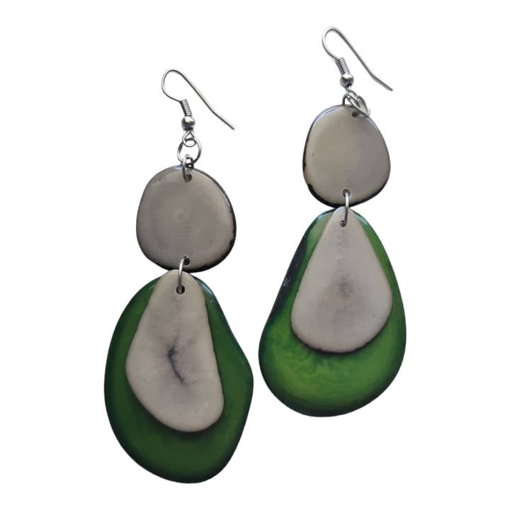 Organic jewelry by Allie - Wholesale Dangle Earrings - Tagua nut petals and slices dangle colorful earrings5