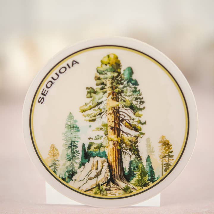 Sequoia, National Park Vinyl Sticker, 3x3 in. for wholesale by Savannah and James Co
