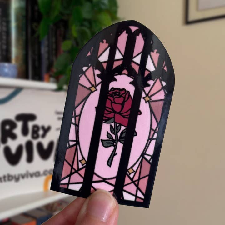 Autocollant Kindle de livre gothique sombre en vitrail pour la vente par Art by Viva