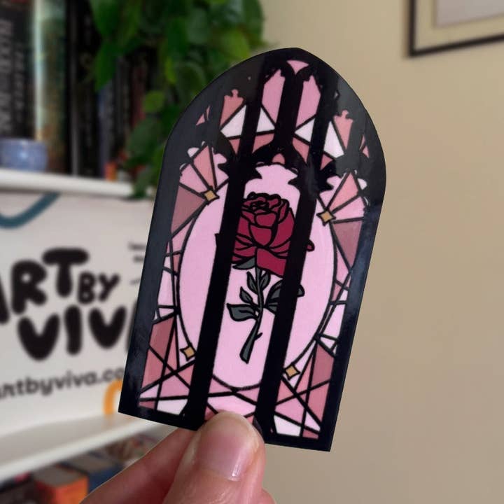 Autocollant Kindle de livre gothique sombre en vitrail pour la vente par Art by Viva