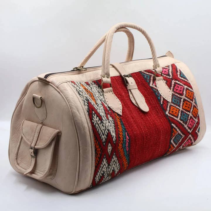 Melecraft - Venta al por mayor Bolsa de viaje - Mujer - Bolsa de viaje kilim de cuero marroquí estilo hipster