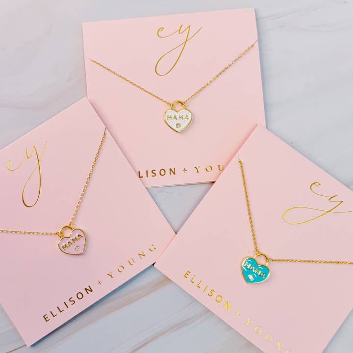 Ellison+Young - Wholesale Pendant/Charm Necklace - Pastel Locket Mama Necklace