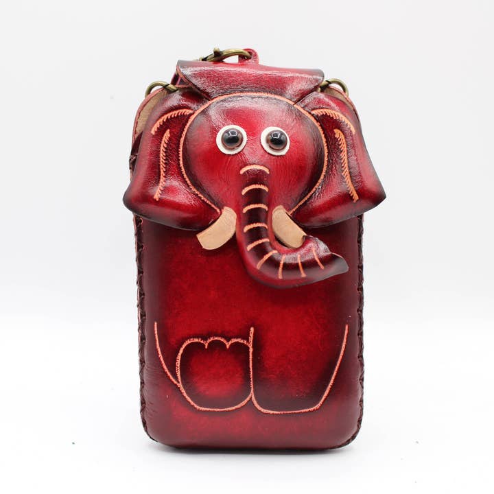PB23 LEATHER Elephant cell phone case holder for wholesale by Sunflower Handmade leather inc