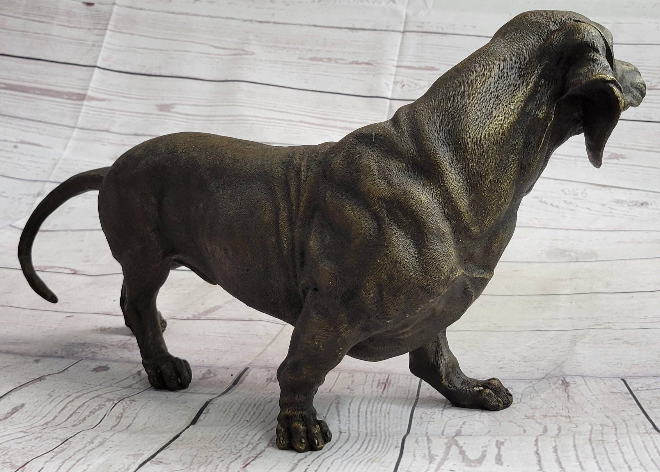 Bronzhaus - Wholesale Sculpture - Dachshund Weiner Dog Bronze Metal Figure Figurine Sculpture Statue Decor Original Art 9" x 17"5