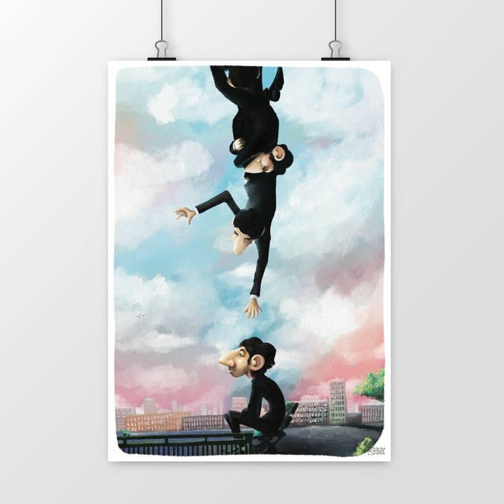 Dekorative plakat små figurer, der hjælper hinanden i stuen for engroshandel hos le murmure des murs