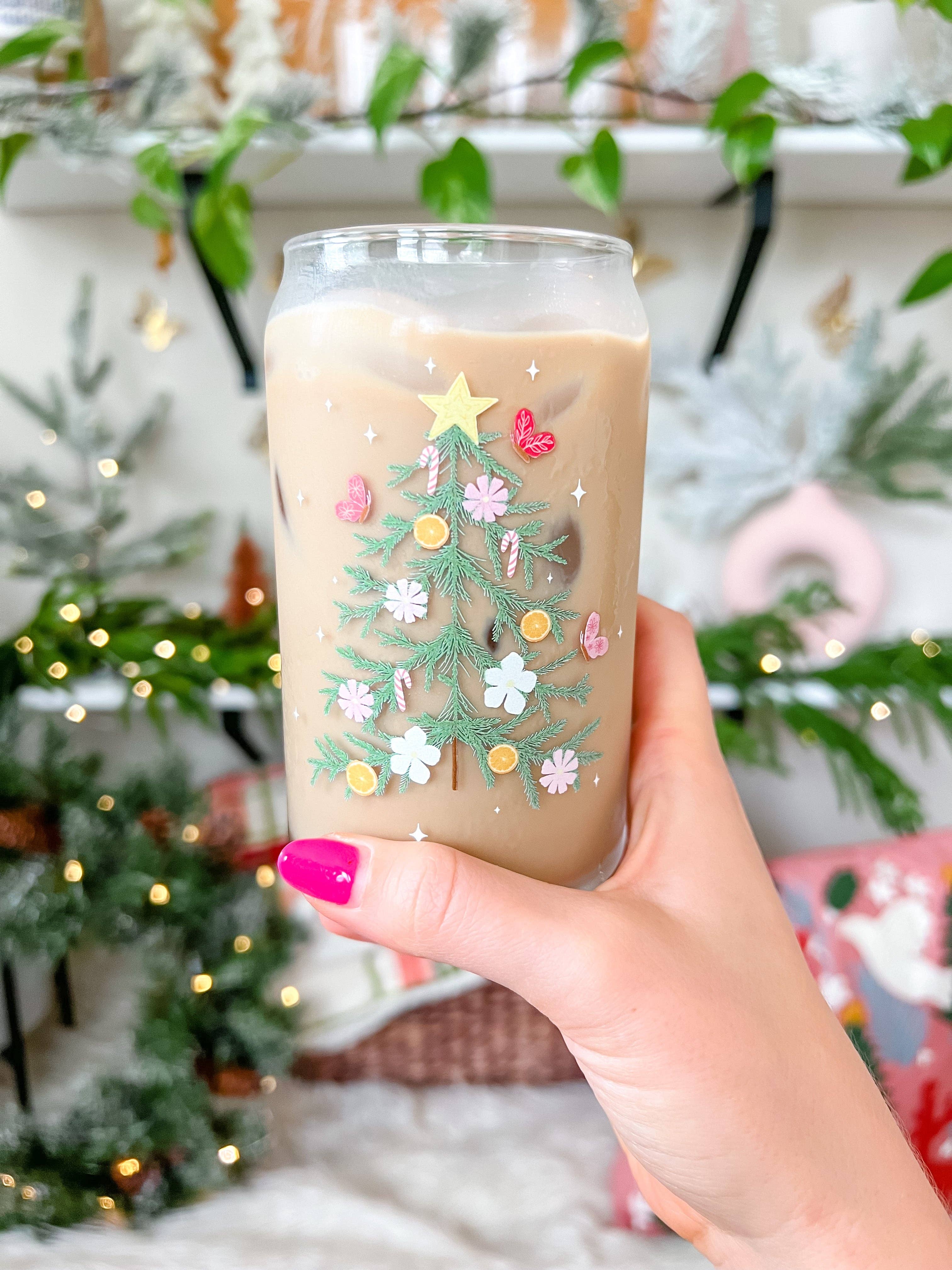 Hart and Flora Shop - Wholesale Drinking Glass/Cup - 16oz Garden Holiday Tree Glass1