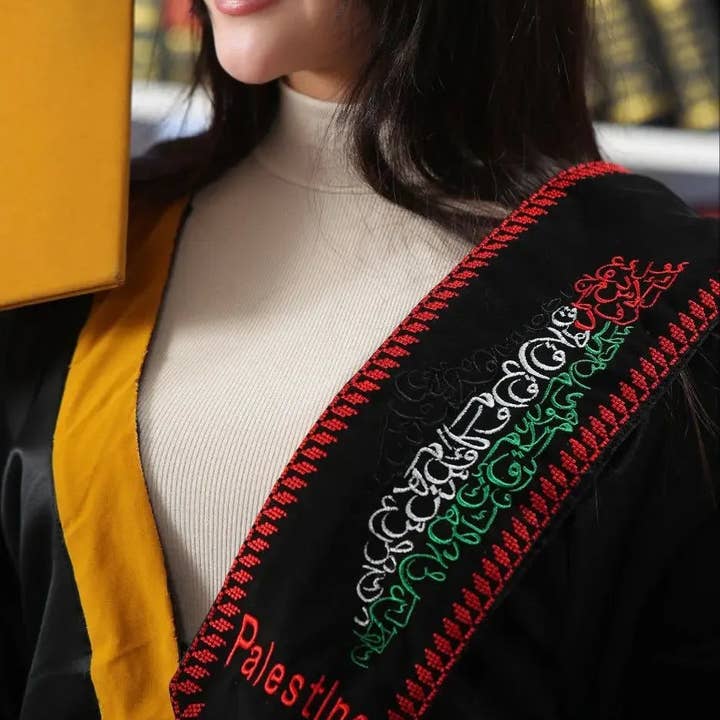 Palestinian Elegance – wholesale – Embroidered Stole with Palestine Map & Arabic Script – Celebrate Cultural Heritage5