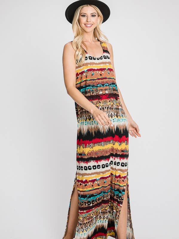 JADE BY JANE - Wholesale Dress - Women's - TRIBAL PRINT MAXI DRESS - KRD4132