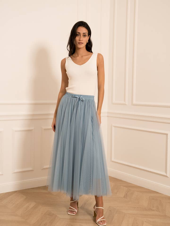 Saia longa Aria em tule cores SS26 - CK08077 por atacado de CHOKLATE PARIS