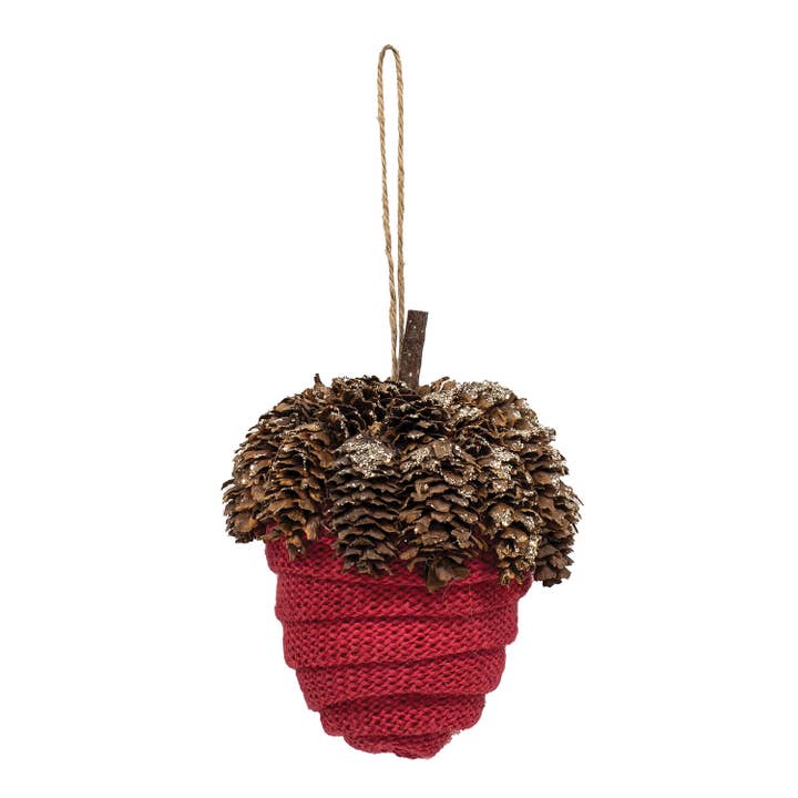 Ornamento de bellota roja con purpurina para venta al por mayor de Bright Ideas