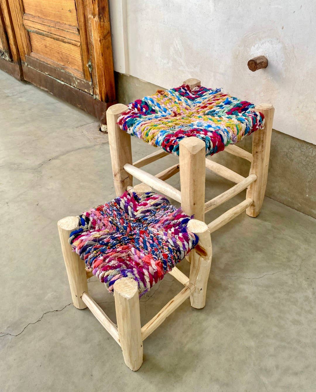 SOUK in the CITY - Wholesale Stool - Boucherouite Stools (set of 2)1