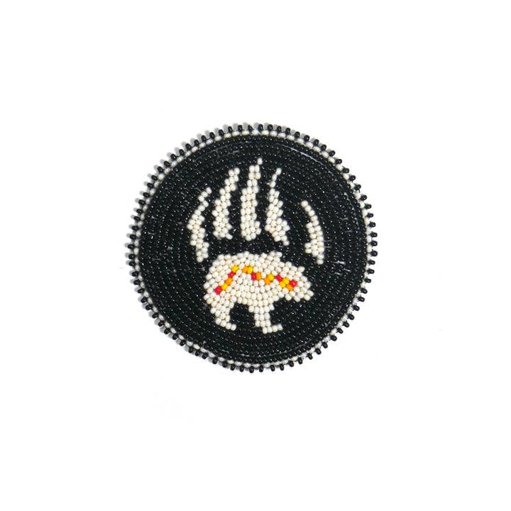 KANGURAH - Wholesale Patch - 2.5 inch Bear Paw seed bead Rosette beaded patch, medallion