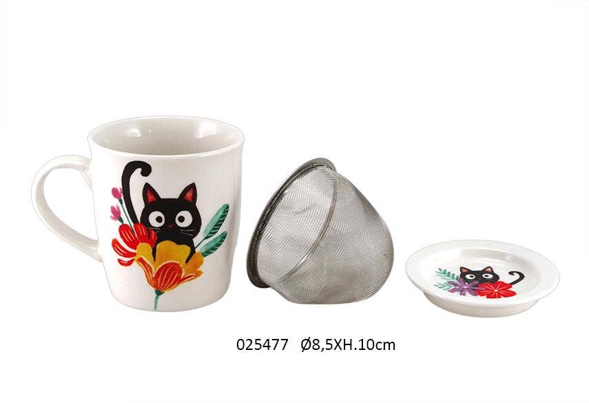 Faye - Wholesale Tea Strainer/Infuser - Pansy Tea Mug Set Ø8.5 X H.10 cm