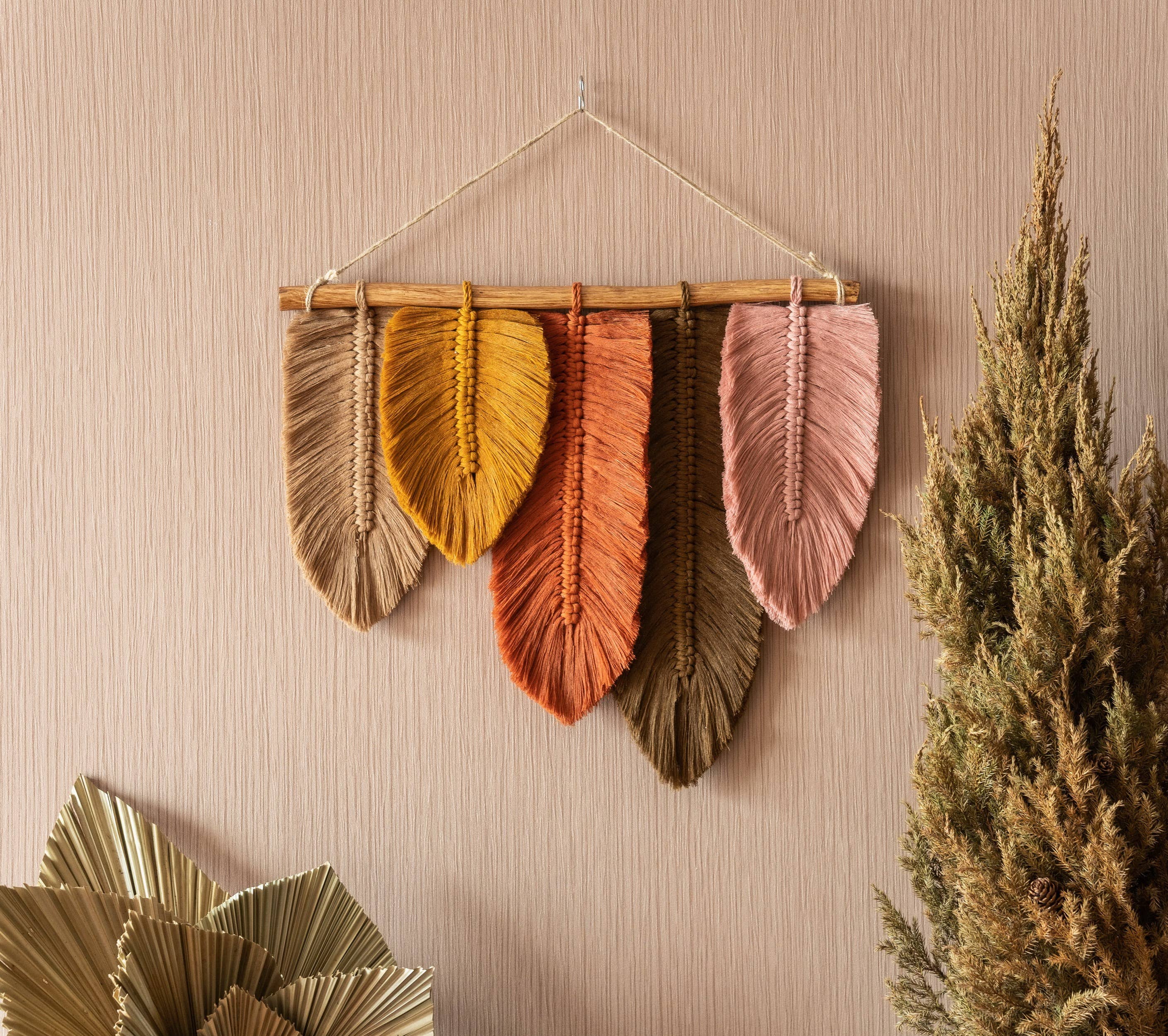 HeartCrafted - Wholesale Decorative Tassel/Wall Drop - Feather Macrame Wall Hanging L0411