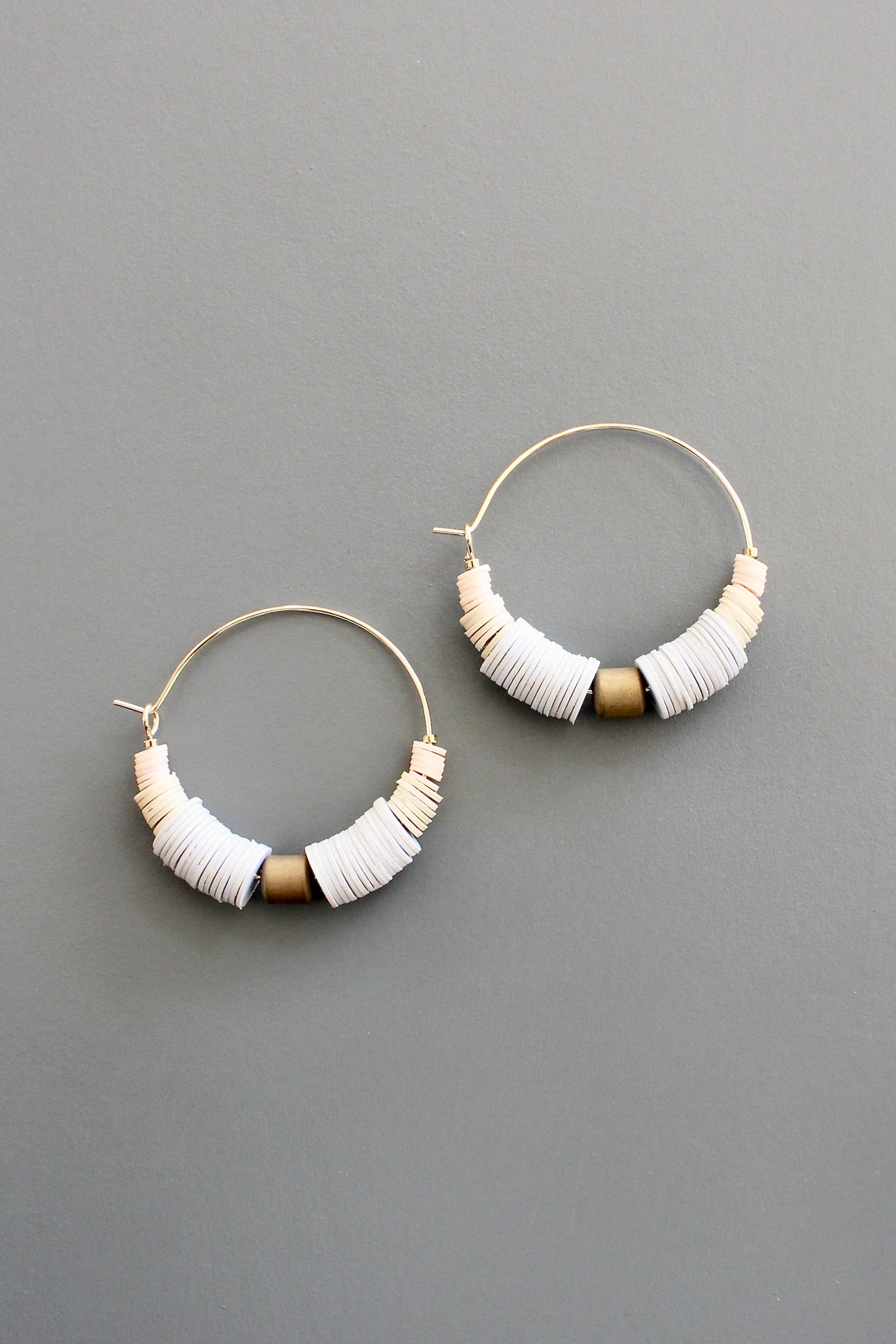 David Aubrey Jewelry - Wholesale Hoop Earrings - ISLE08 White and cream hoop earrings2