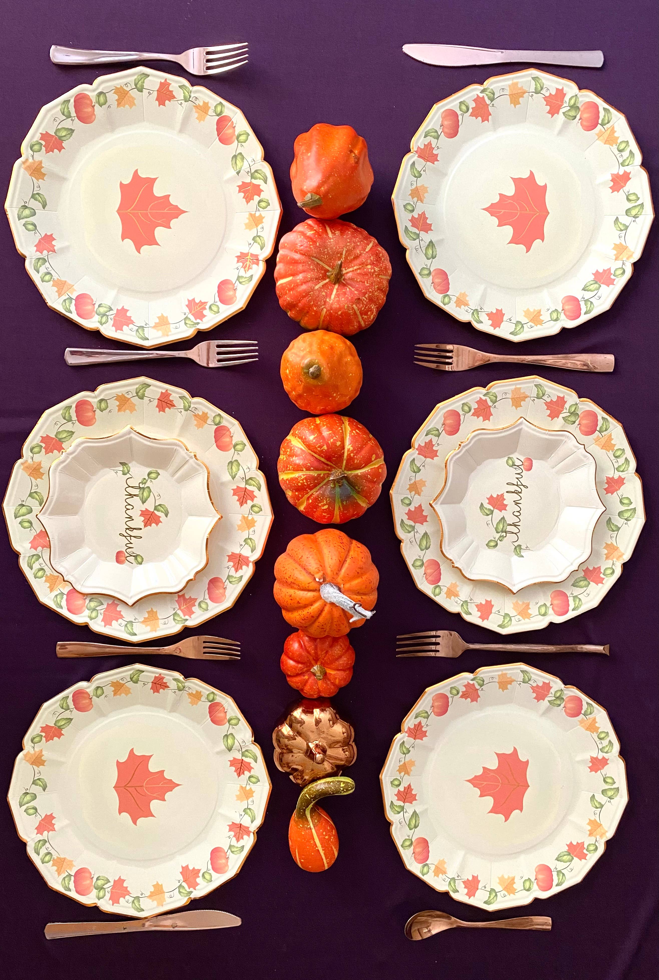 EID Creations - Vente Assiette jetable - 8 assiettes à dîner Thankful Fall3