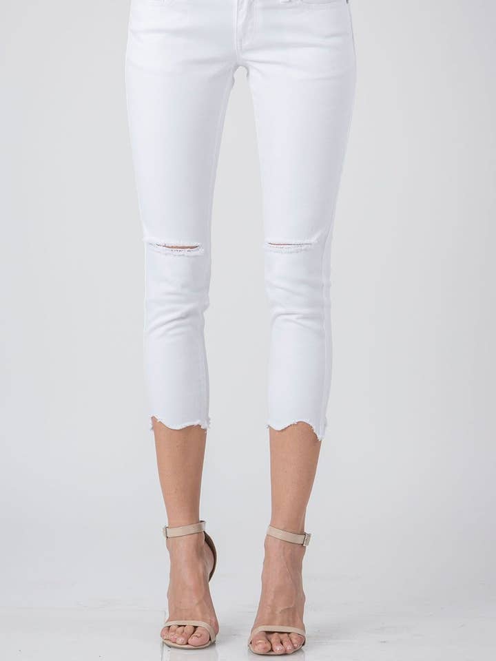 Jeans slim slim slim blanc à ourlet brut pour femme pour la vente par Standards & Practices