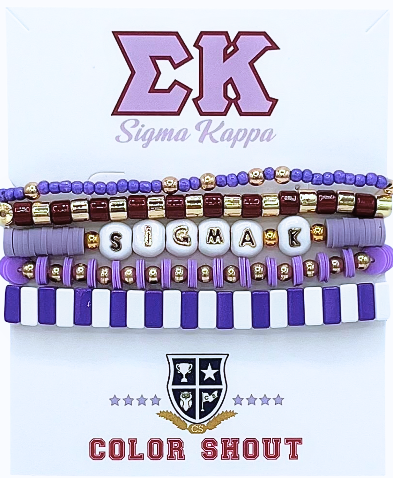 Color Shout - Wholesale Beaded Bracelet - Sorority 5 Bracelet Mega Stack15