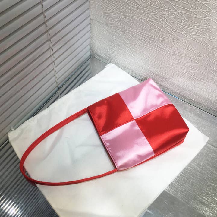 SueSilkHK – wholesale Shoulder bag – women's – Elegant Vintage Style Satin Colorblocking Women's Bag - With Featured Synthetic Fabric15