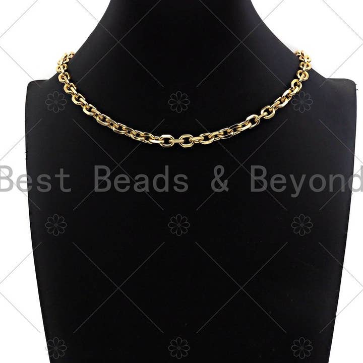 BestBeads&Beyond - Wholesale Link & Chain Necklace - 18" Gold Filled Chunky Oval Link Chain Necklace, sku#LD18