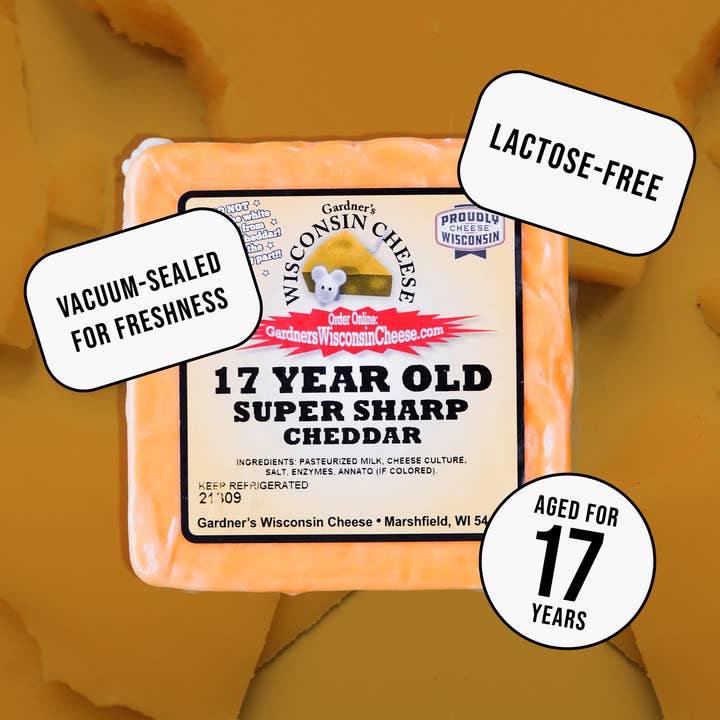 Gardner's Wisconsin Cheese and Sausage - Wholesale Cheese - 17-Year-Old Super-Sharp Cheddar Cheese