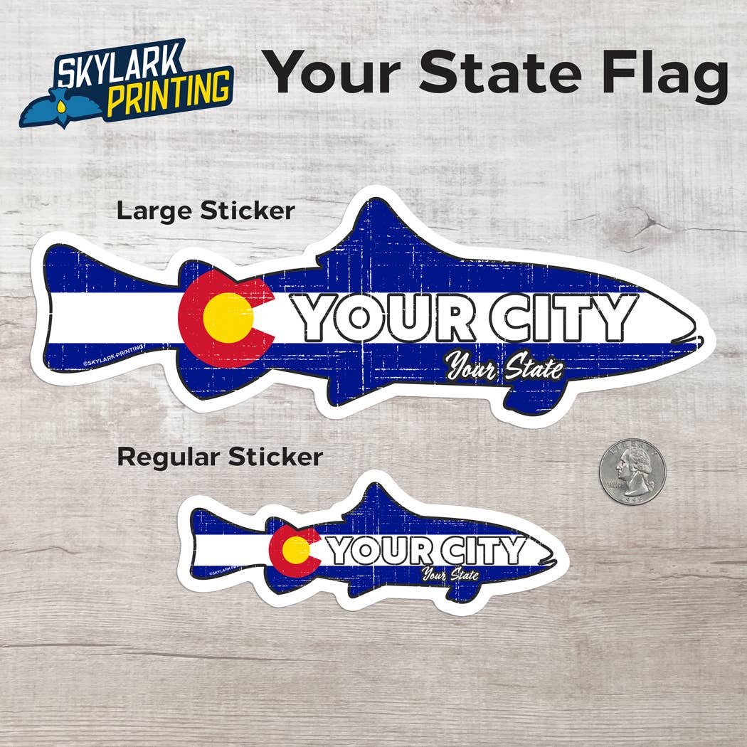 Skylark Printing - Wholesale Sticker - Custom Trout Souvenir Fish Sticker with Your Text2