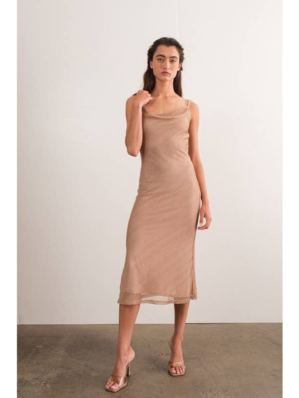 Papermoon - Wholesale Dress - Women's - PD17376 - Eden Metallic Cami Midi Dress