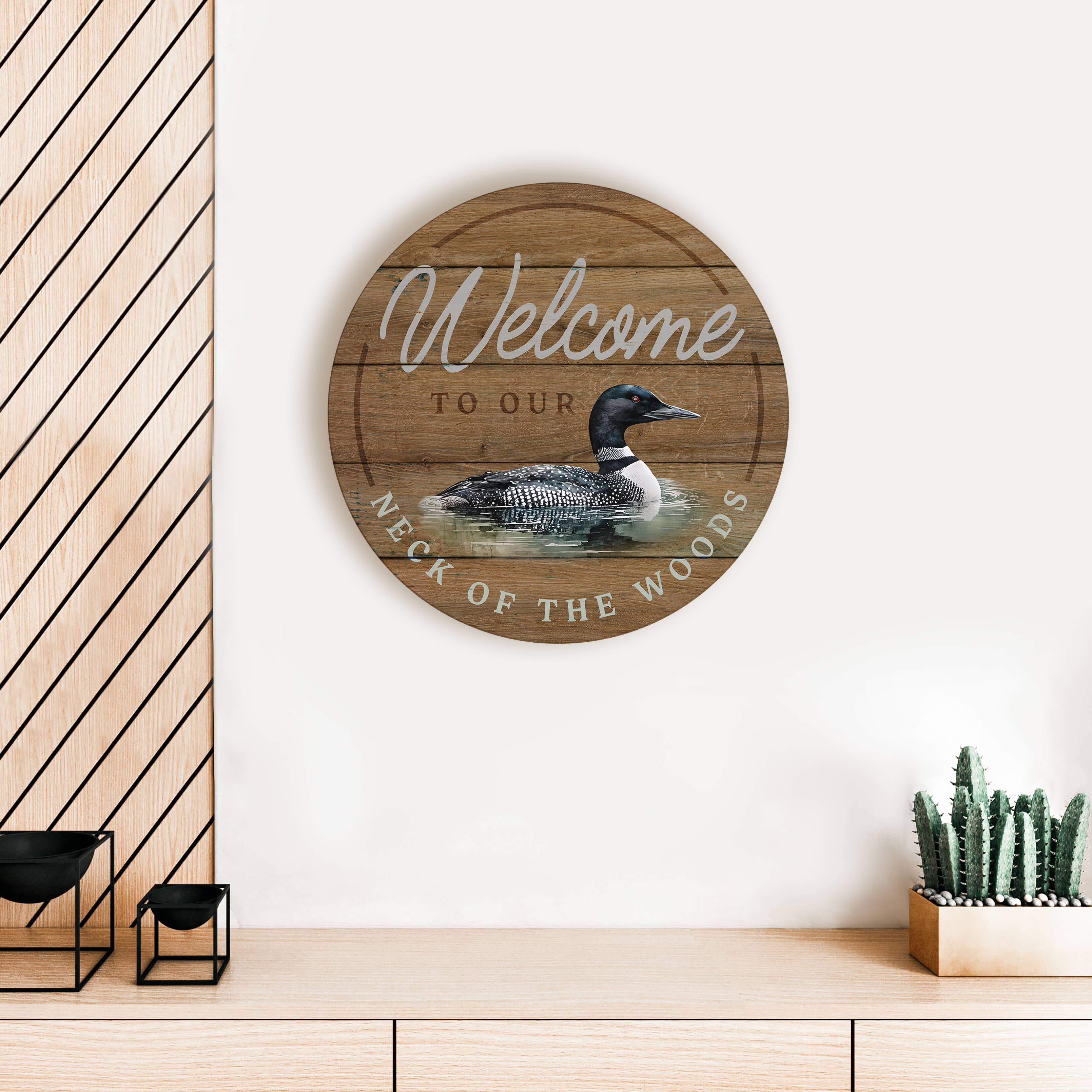 Kendrick Home - Wholesale Wood Wall Art - Welcome To Our Neck Of The Woods Circle1