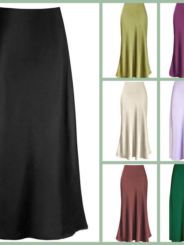 Summer Spring Casual Solid Color Medi Skirts for wholesale by Blak Wardrob