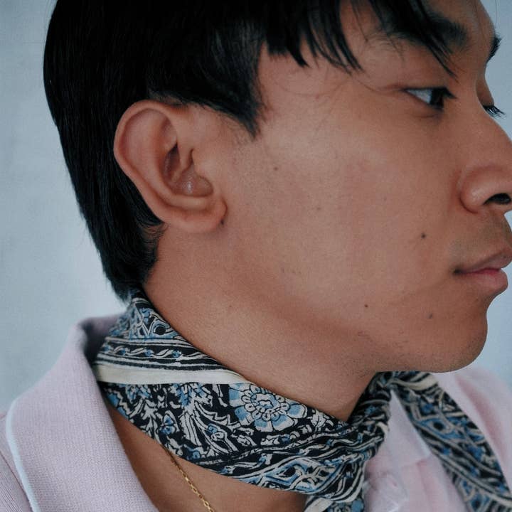 Orchidee Zaffiro - Bandana in Cotone Kalamkari (KK1453) per la vendita all'ingrosso da parte di White Lotus Fashions