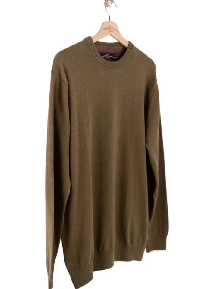 Cotton Classic Sweater - Olive Green for wholesale by ARMAZÉM DAS MALHAS