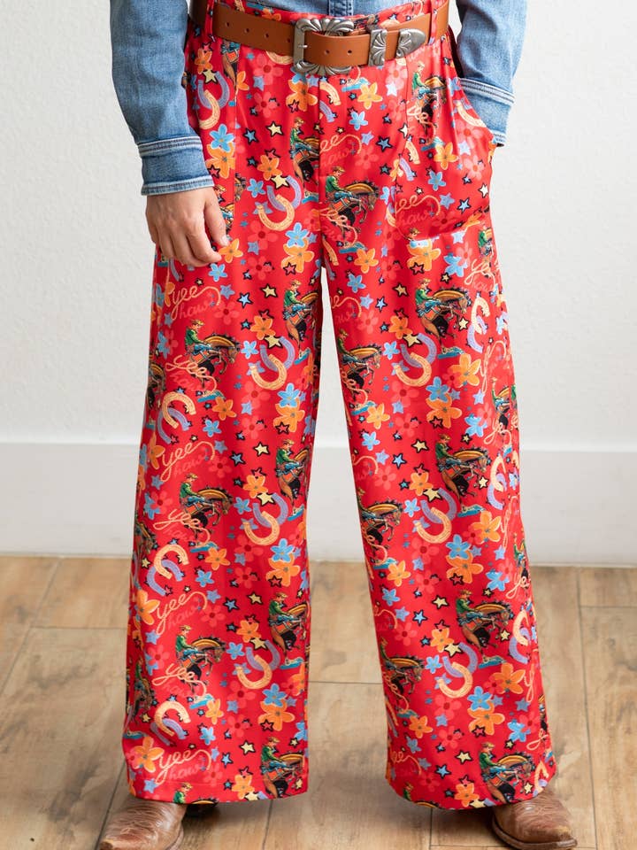 Turquoise Haven - Vente Pantalon – femme - TH56 PANTALON COWBOY FER À CHEVAL ROUGE (7 Pièces)