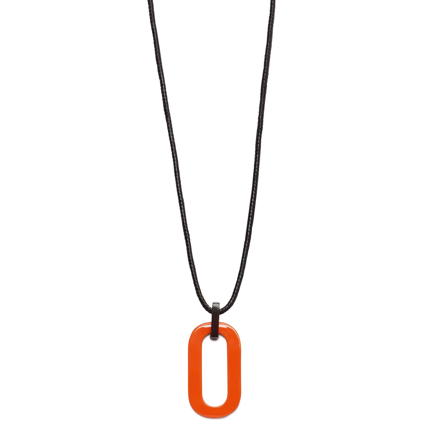 BRANCH JEWELLERY - Vendita all'ingrosso Collana con ciondolo/pendaglio - Grande ciondolo rettangolare in corno e corda marrone naturale e arancione 1