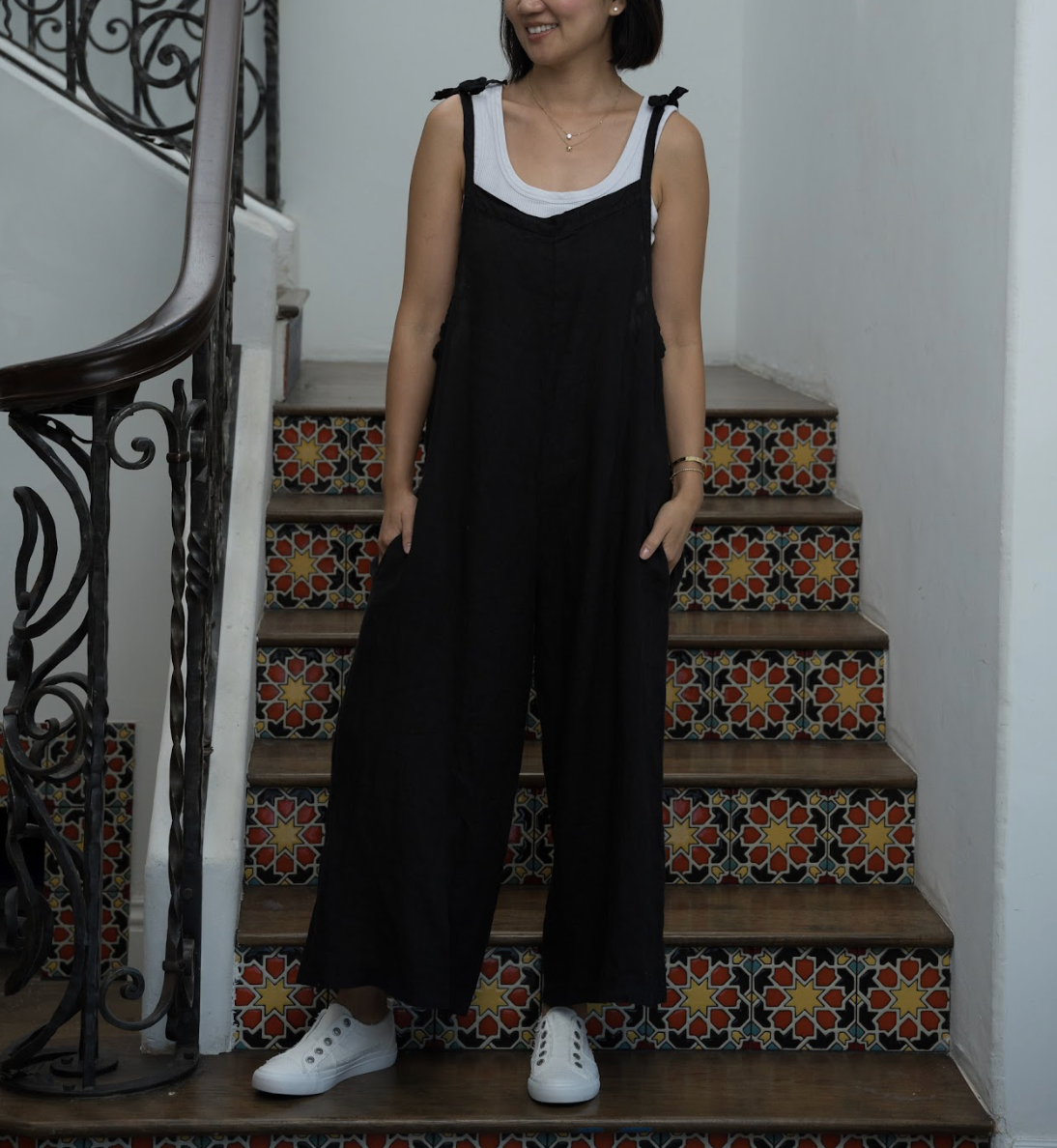 Merci Marie - Wholesale Jumpsuit - Women's - Linen Tie Shoulder Jumper #42420