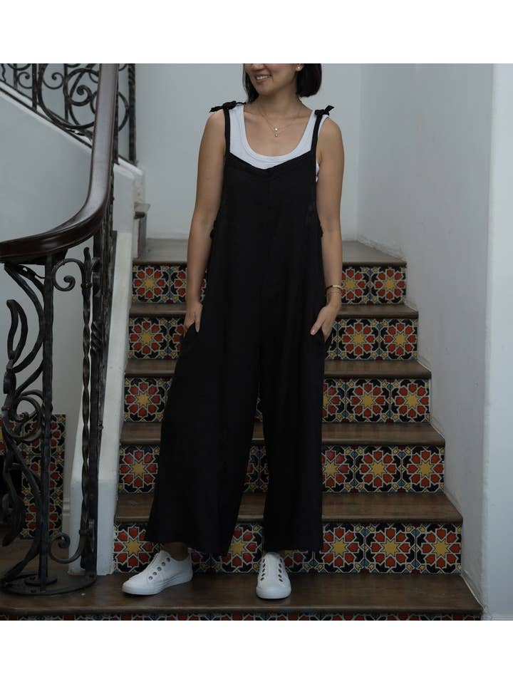 Merci Marie - Wholesale Jumpsuit - Women's - Linen Tie Shoulder Jumper #4242