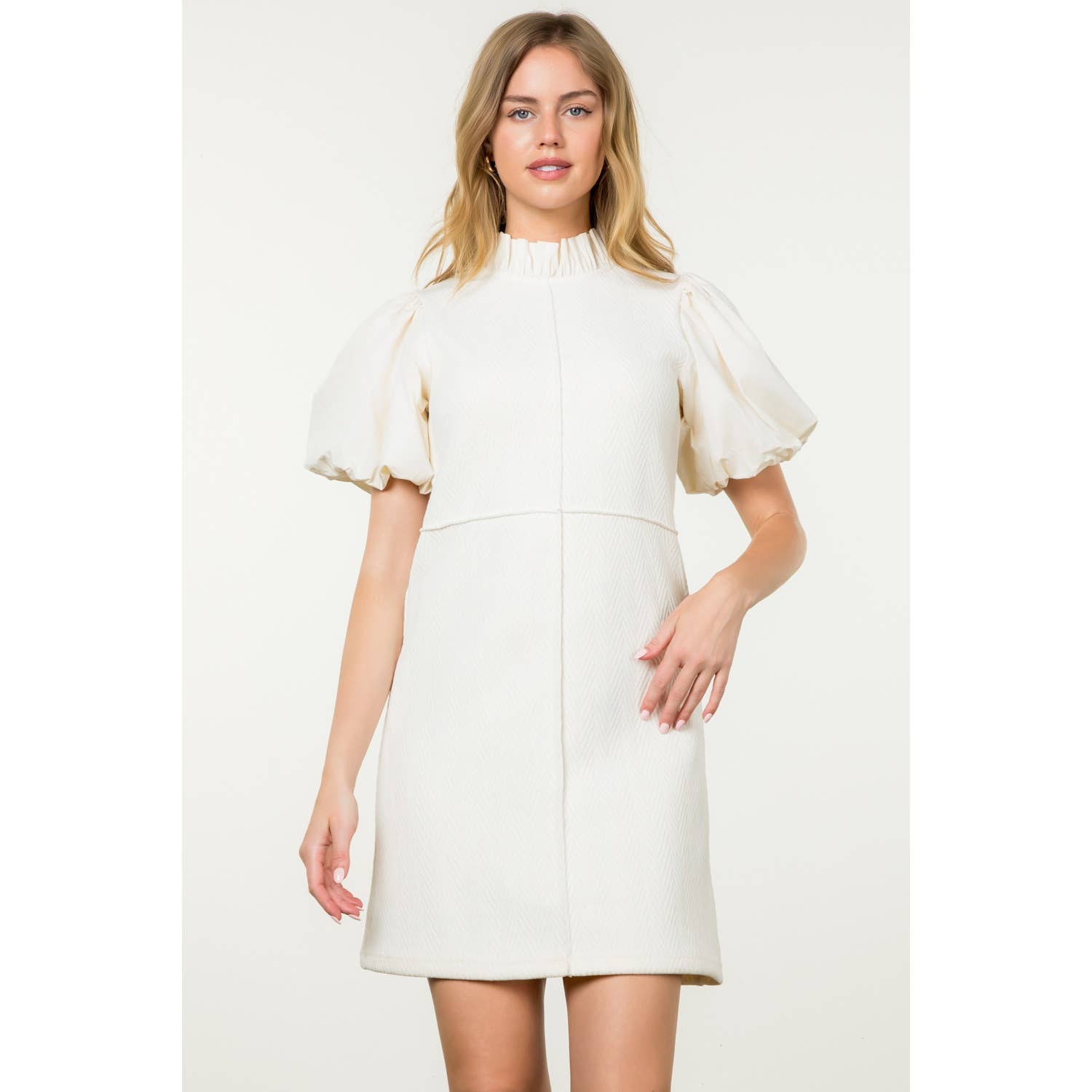 CREAM Puff Sleeve Corduroy Midi Dress for wholesale on Faire6