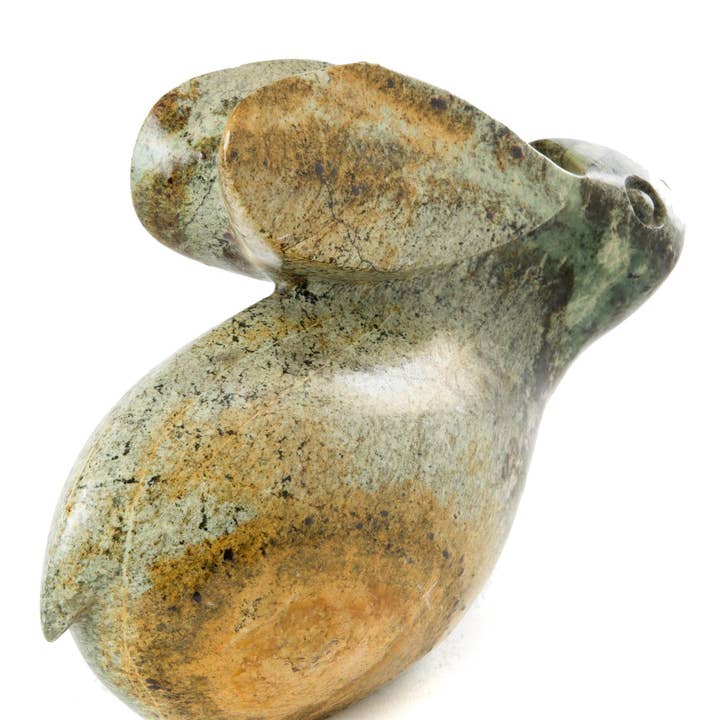 African Modern - Wholesale Sculpture - Hand Carved Green Serpentine Stone Rabbit Sculpture2