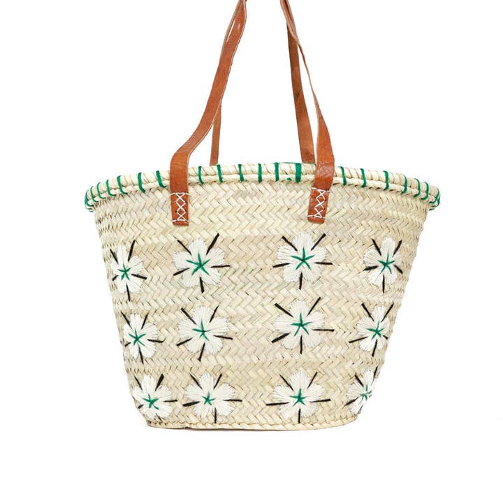 Logionline SLU – wholesale Strandväska – Naturlig palmblomma och ullväska - läderhandtag15