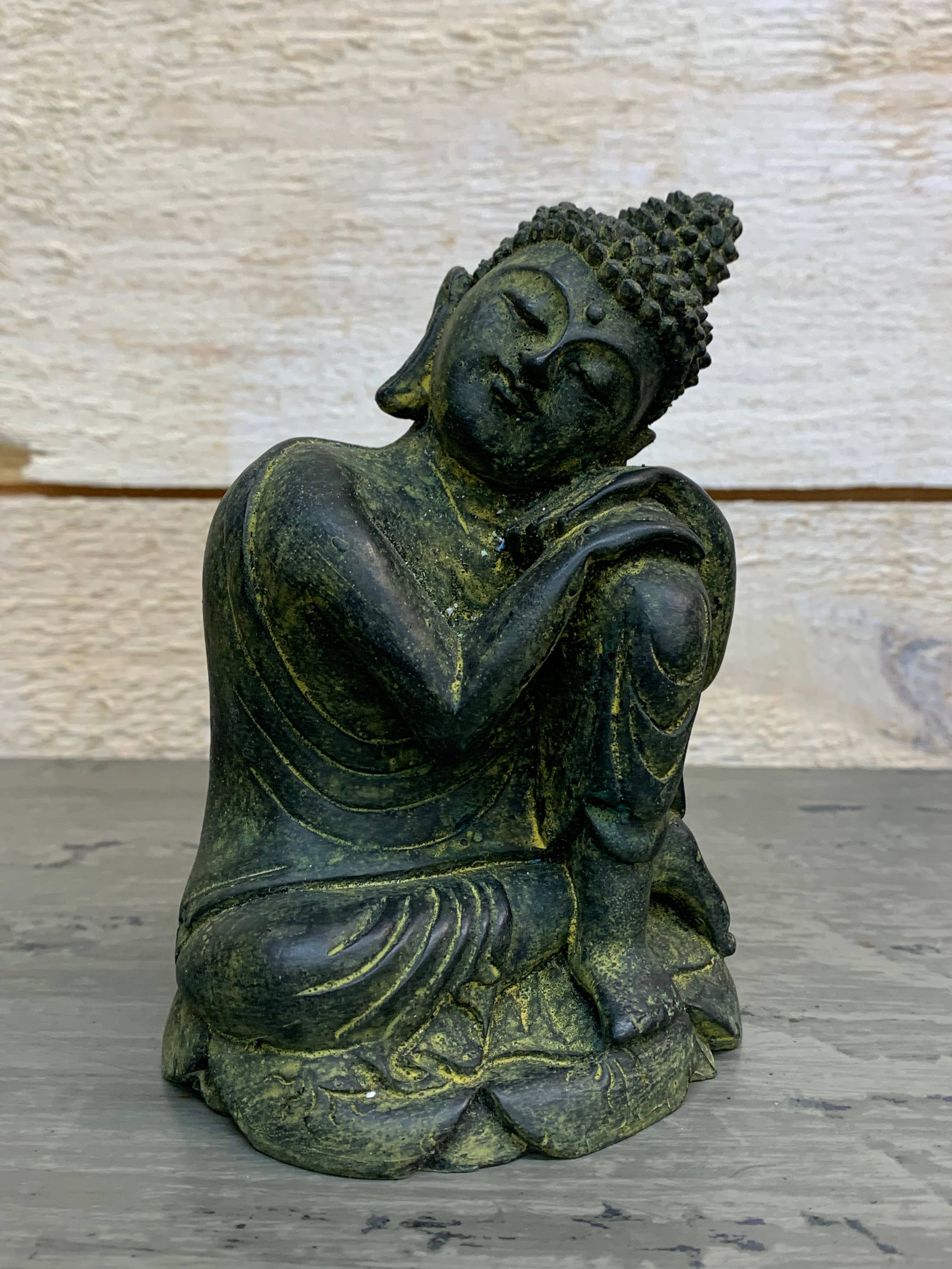Asia West - Wholesale Sculpture - Buddha Statue Relaxing-Green, Brown, Grey (4/3/5"h)2