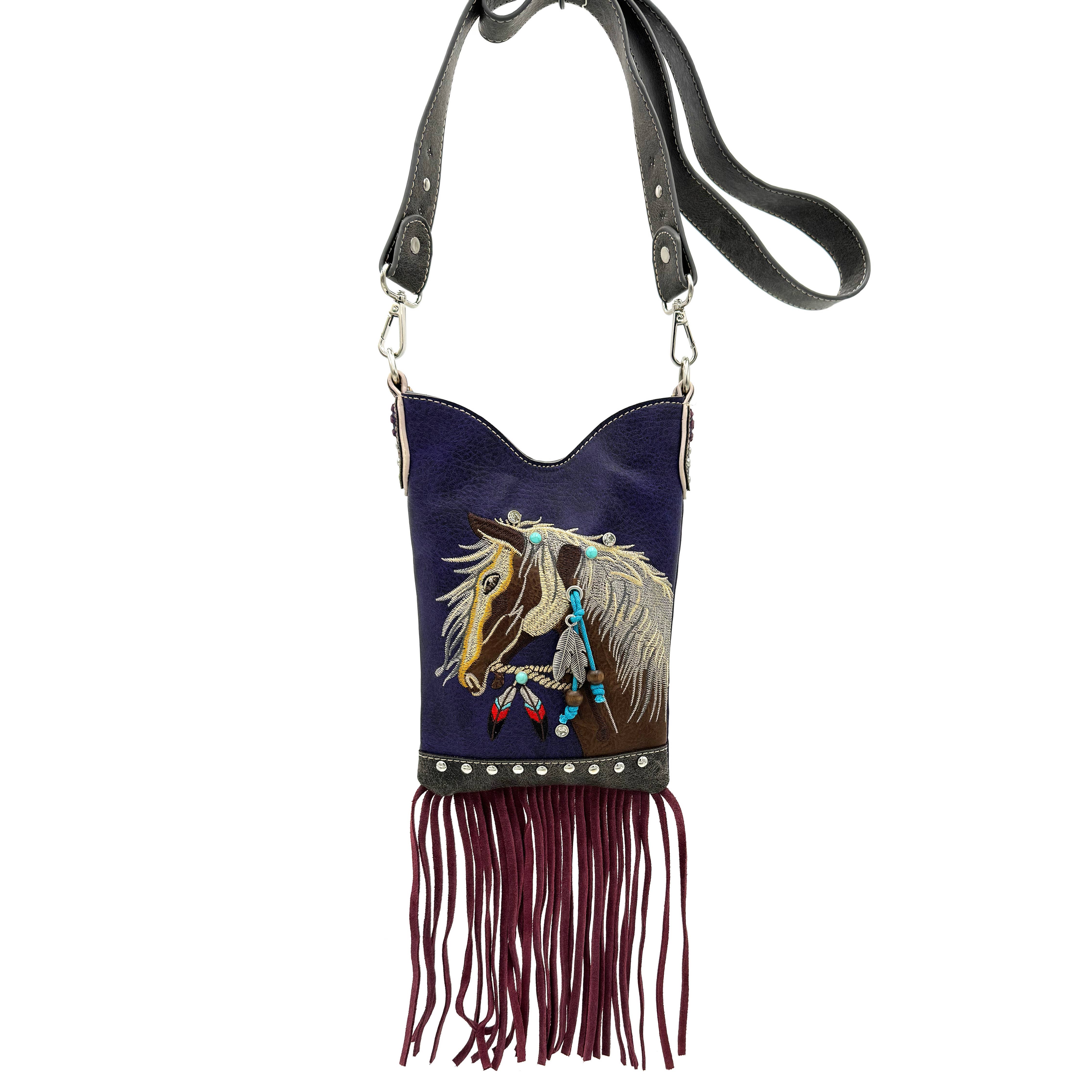 Lunar Deer - Wholesale Crossbody Bag - Women's - Women's Embroidered Horse Crossbody Western Messenger Pouch2