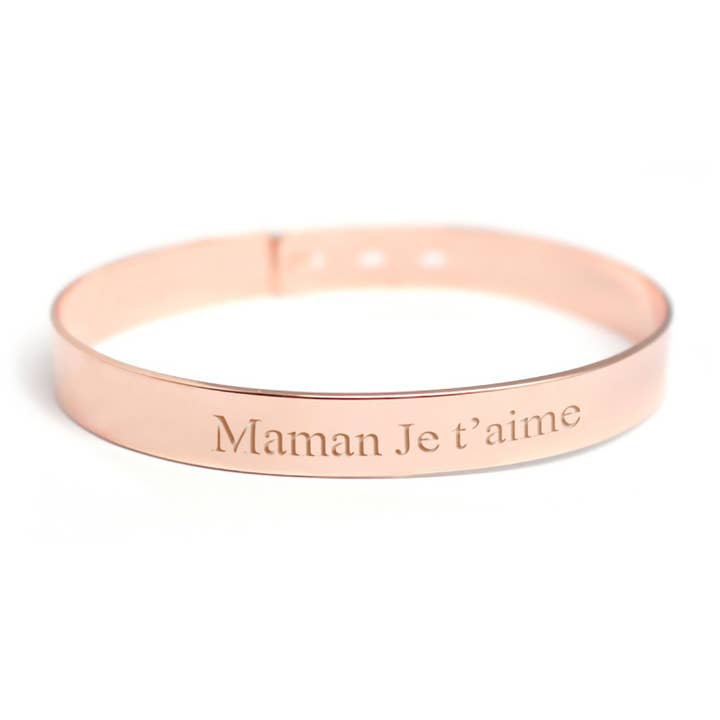 Wide Band Ring Engraved Mom I Love You for wholesale by Petits Trésors